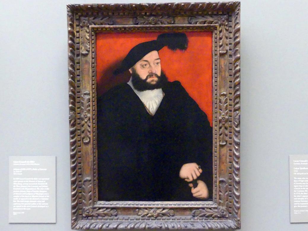 Lucas Cranach der Ältere (1502–1550), Johann von Sachsen (1498–1537), New York, Metropolitan Museum of Art (Met), Saal 643, um 1534–1537