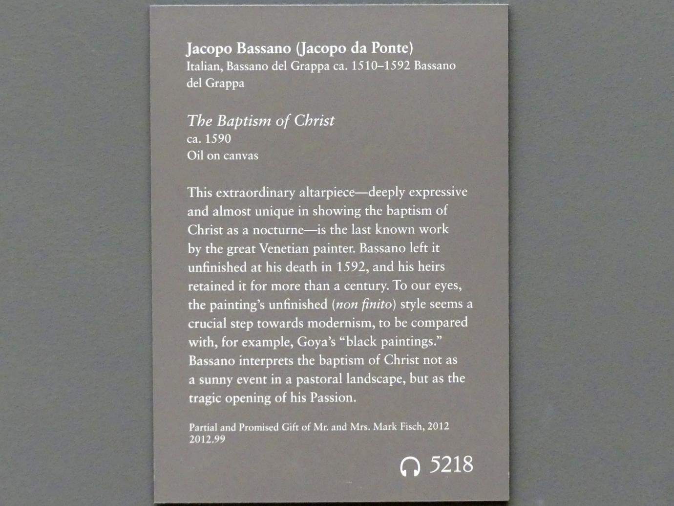 Jacopo Bassano (da Ponte) (1539–1590), Taufe Christi, New York, Metropolitan Museum of Art (Met), Saal 638, um 1590, Bild 2/2