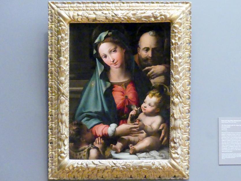 Perino del Vaga (Pietro Buonaccorsi) (1525–1539), Heilige Familie mit dem Johannesknaben, New York, Metropolitan Museum of Art (Met), Saal 638, um 1524–1526, Bild 1/2