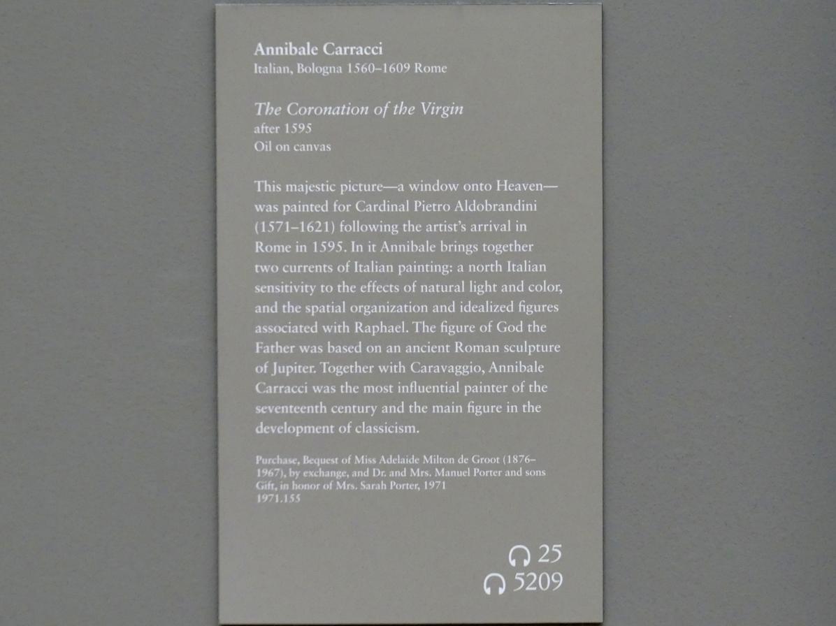 Annibale Carracci (1582–1609), Krönung Mariens, New York, Metropolitan Museum of Art (Met), Saal 637, nach 1595, Bild 2/2