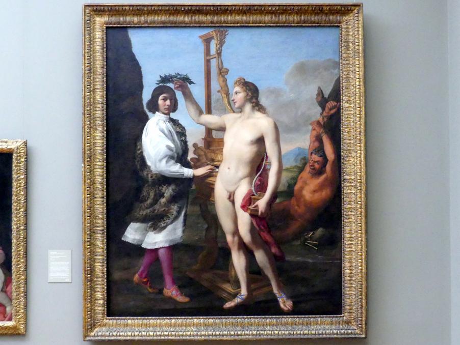 Andrea Sacchi (1641–1651), Krönung des Marc’Antonio Pasqualini (1614-1691) durch Apoll, New York, Metropolitan Museum of Art (Met), Saal 637, 1641, Bild 1/2