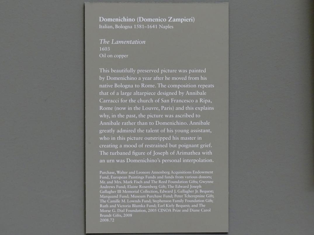 Domenichino (Domenico Zampieri) (1602–1627), Beweinung Christi, New York, Metropolitan Museum of Art (Met), Saal 637, 1603, Bild 2/2
