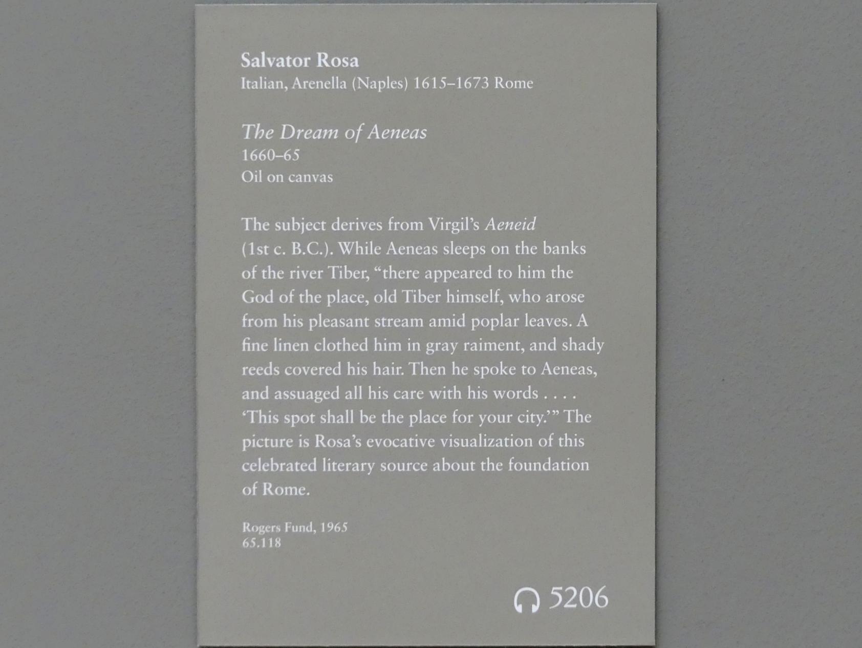 Salvator Rosa (1641–1668), Der Traum des Aeneas, New York, Metropolitan Museum of Art (Met), Saal 637, 1660–1665, Bild 2/2