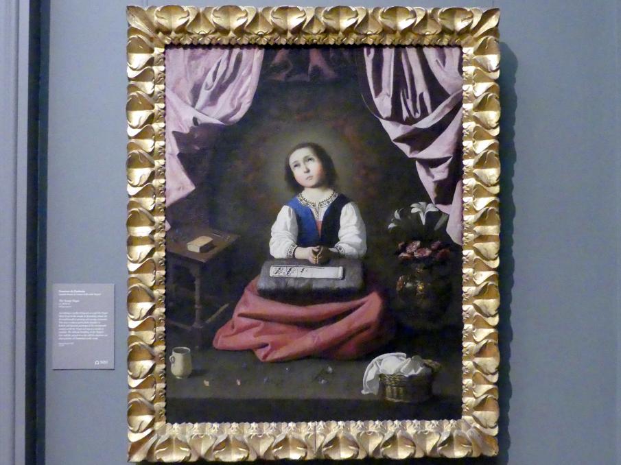 Francisco de Zurbarán y Salazar (1628–1661), Jungfrau Maria als Kind, New York, Metropolitan Museum of Art (Met), Saal 635, um 1632–1633