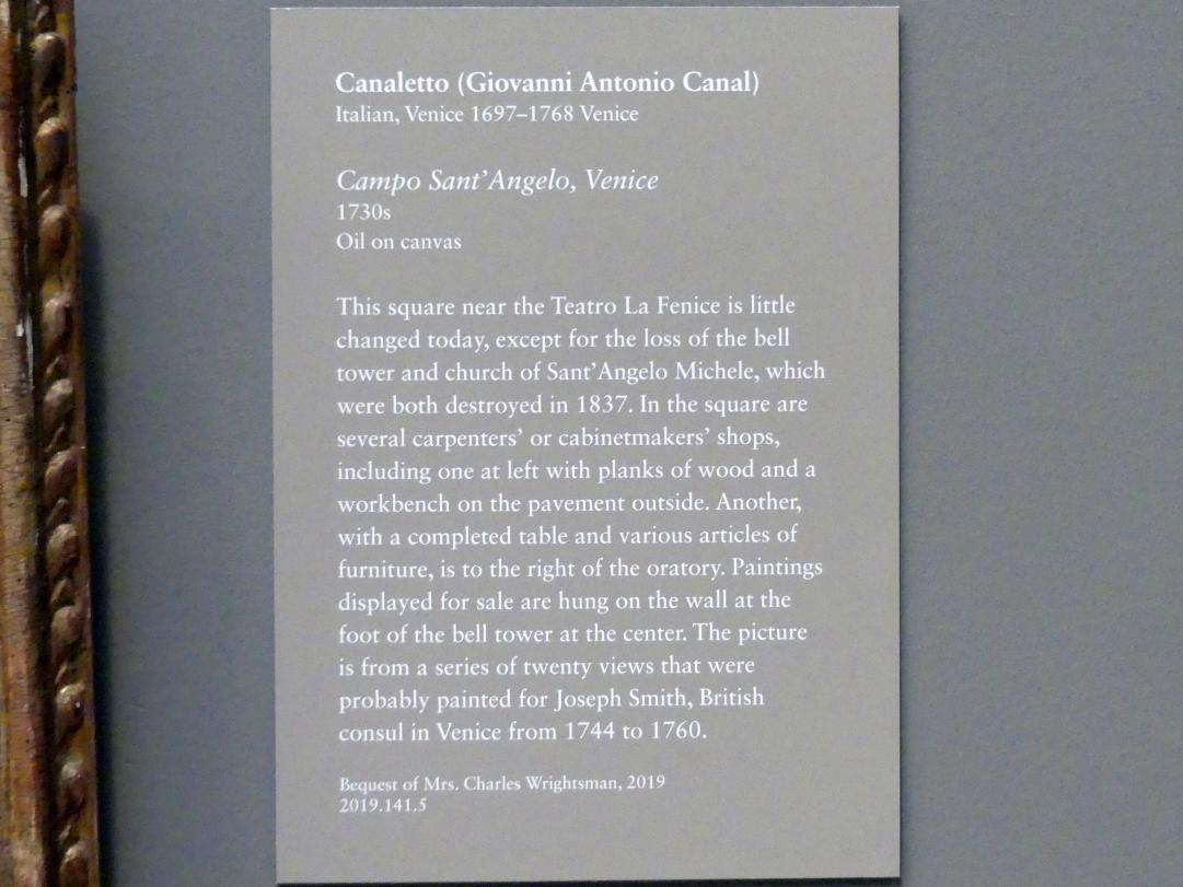Giovanni Antonio Canal ("Canaletto") (1722–1765), Campo Sant'Angelo in Venedig, New York, Metropolitan Museum of Art (Met), Saal 632, um 1730–1740, Bild 2/2