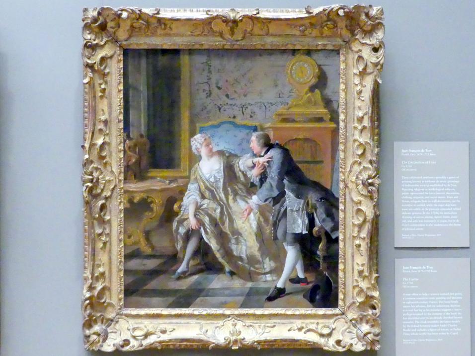 Jean François de Troy (1700–1745), Das Strumpfband, New York, Metropolitan Museum of Art (Met), Saal 632, um 1724, Bild 1/2