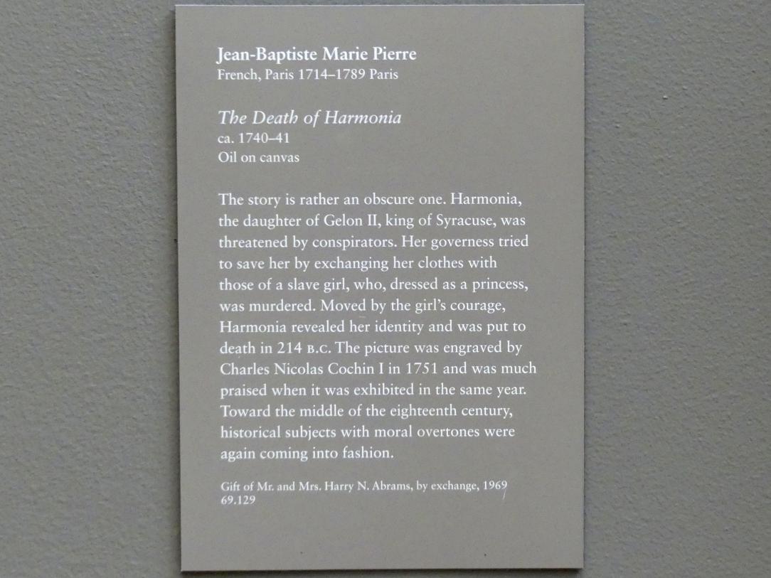 Jean-Baptiste-Marie Pierre (1740–1749), Tod der Harmonia, New York, Metropolitan Museum of Art (Met), Saal 631, um 1740–1741, Bild 2/2