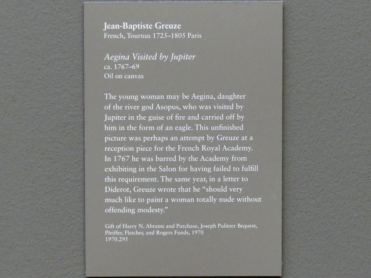 Jean-Baptiste Greuze (1754–1799), Ägina besucht von Jupiter, New York, Metropolitan Museum of Art (Met), Saal 631, um 1767–1769, Bild 2/2