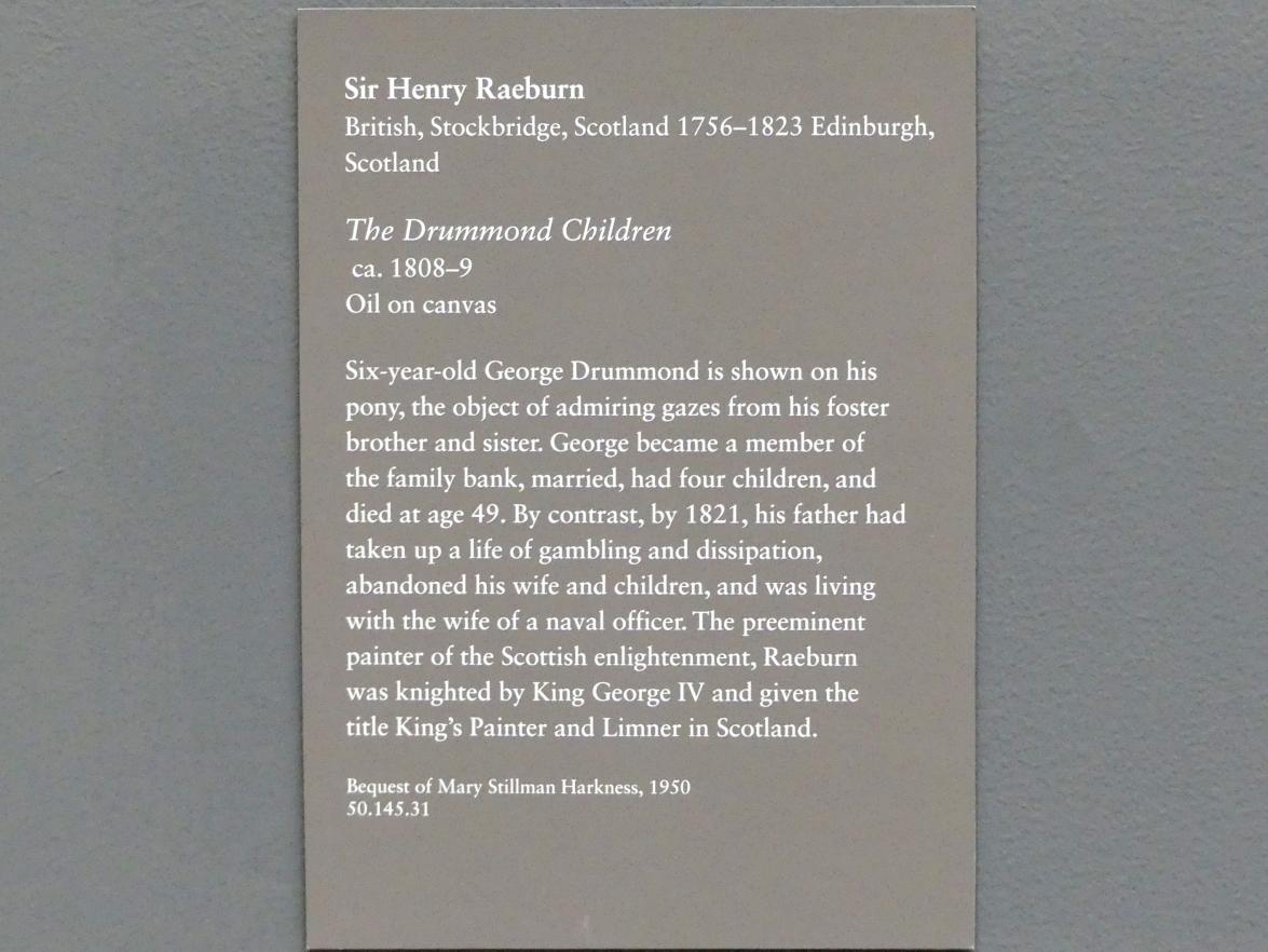 Henry Raeburn (1776–1820), Die Drummond Kinder, New York, Metropolitan Museum of Art (Met), Saal 629, um 1808–1809, Bild 2/2