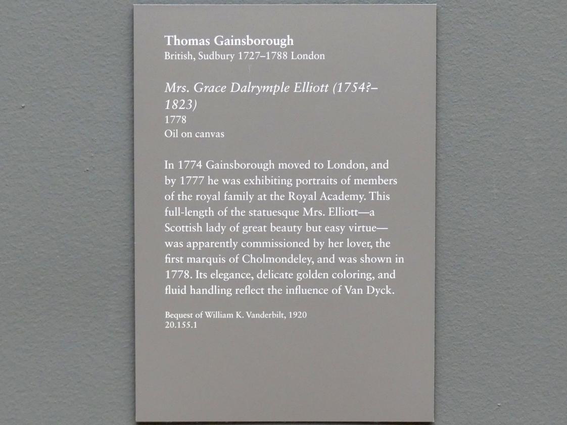 Thomas Gainsborough (1748–1788), Mrs. Grace Dalrymple Elliott (1754?-1823), New York, Metropolitan Museum of Art (Met), Saal 629, 1778, Bild 2/2