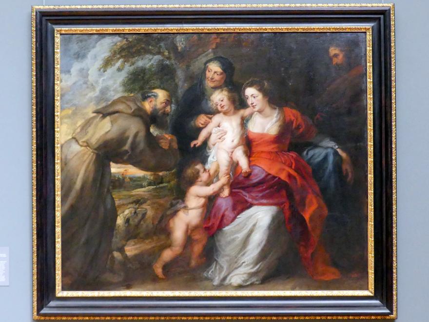 Peter Paul Rubens (1598–1640), Die Heilige Familie mit den hll. Franz von Assisi, Anna und dem Johannesknaben, New York, Metropolitan Museum of Art (Met), Saal 628, um 1630–1635, Bild 1/2