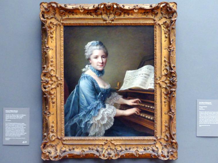 François-Hubert Drouais (1737–1763), Porträt einer Frau, angeblich Madame Charles Simon Favart (Marie Justine Benoîte Duronceray, 1727-1772), New York, Metropolitan Museum of Art (Met), Saal 630, 1757
