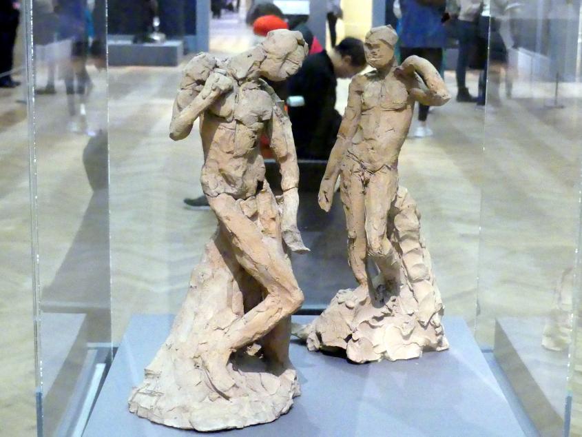 Auguste Rodin (1863–1917), Zwei männliche Akte, die die Prinzipien von Contrapposto nach Michelangelo und Phidias demonstrieren, New York, Metropolitan Museum of Art (Met), Saal 800, um 1911, Bild 1/4