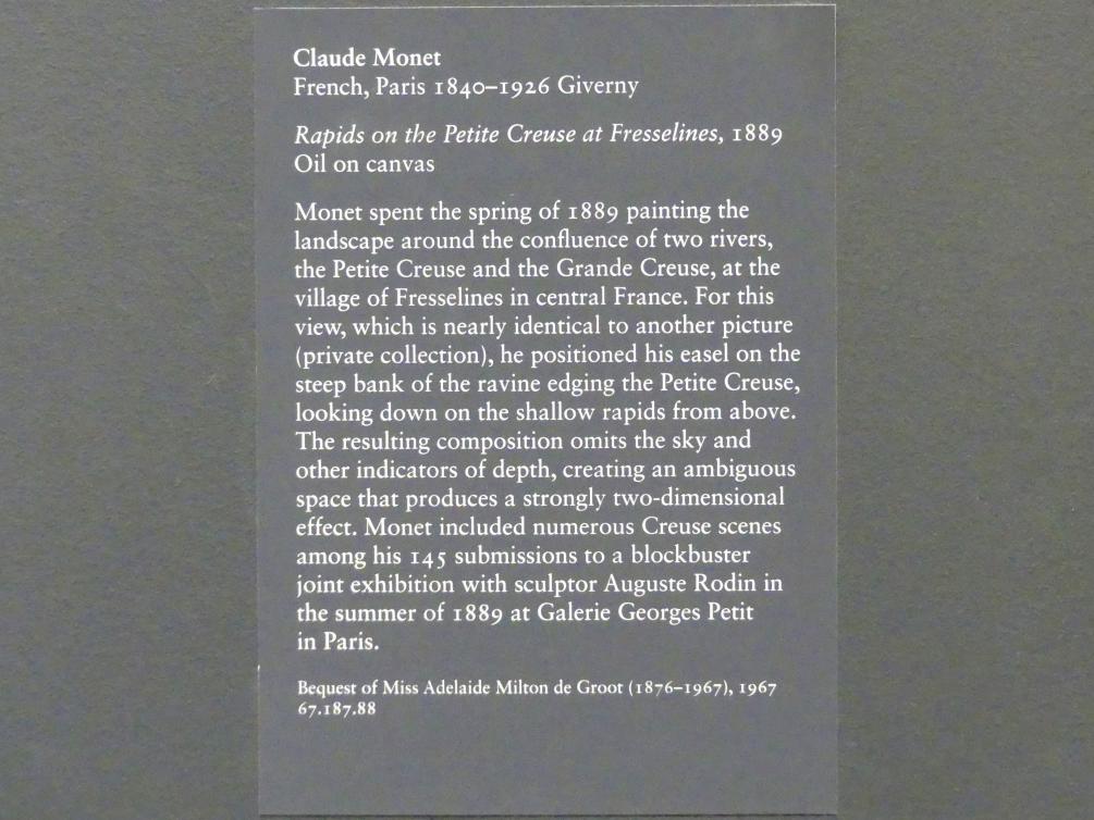Claude Monet (1864–1925), Stromschnellen an der Petite Creuse in Fresselines, New York, Metropolitan Museum of Art (Met), Saal 800, 1889, Bild 2/2