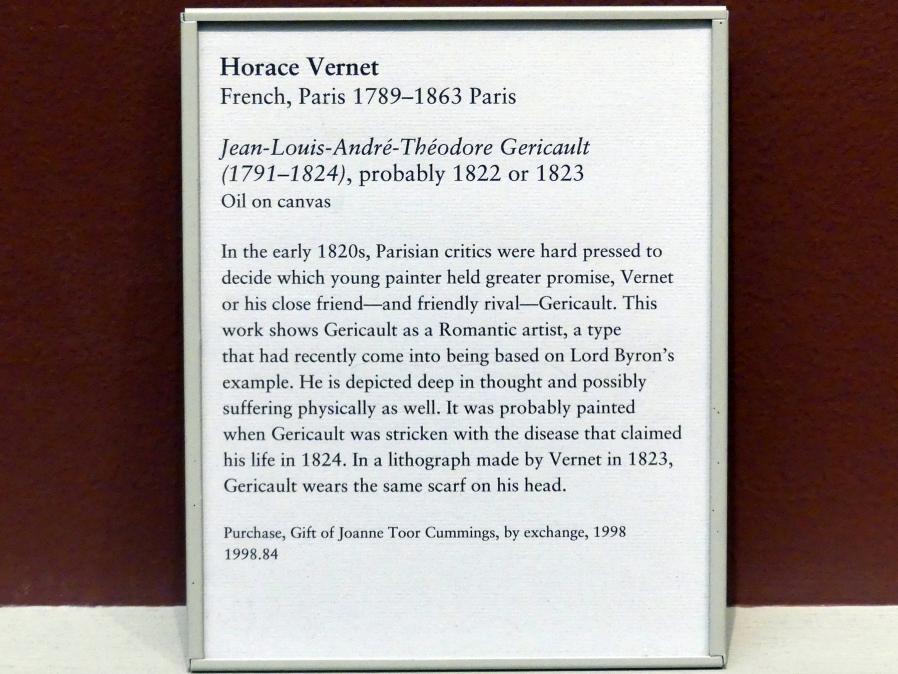 Horace Vernet (1810–1833), Jean-Louis-André-Théodore Gericault (1791-1824), New York, Metropolitan Museum of Art (Met), Saal 801, um 1822–1823, Bild 2/2