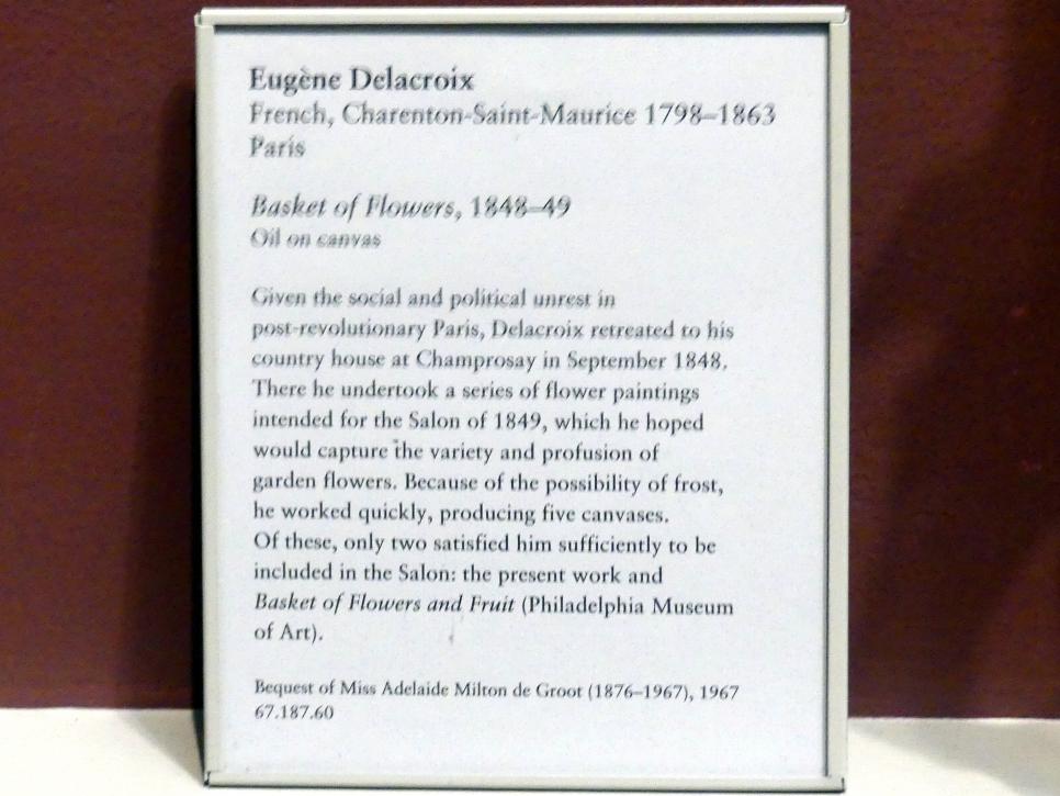 Eugène Delacroix (1820–1862), Blumenkorb, New York, Metropolitan Museum of Art (Met), Saal 801, 1848–1849, Bild 2/2