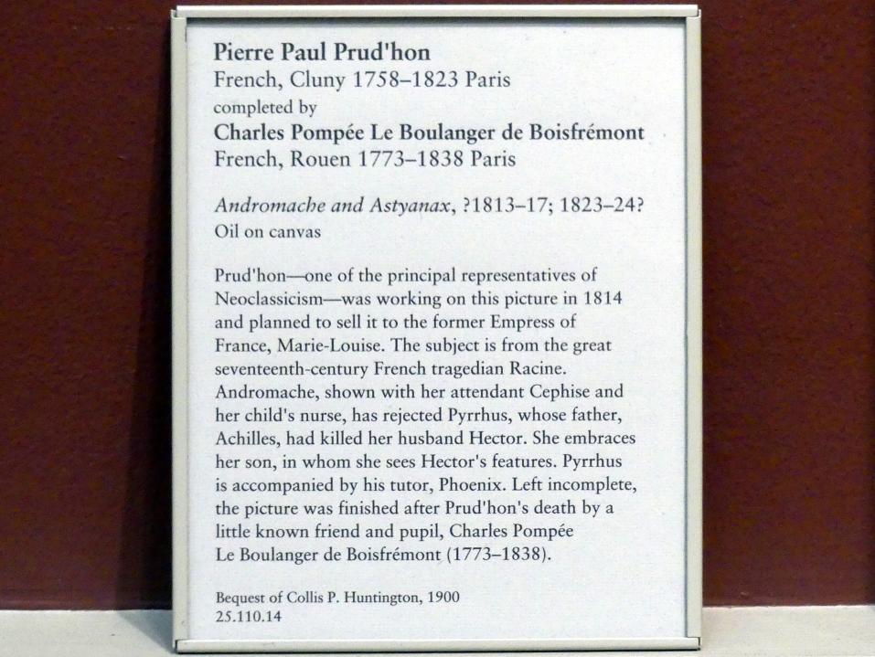 Pierre Paul Prud’hon (1782–1822), Andromache und Astyanax, New York, Metropolitan Museum of Art (Met), Saal 801, um 1813–1817, Bild 2/2