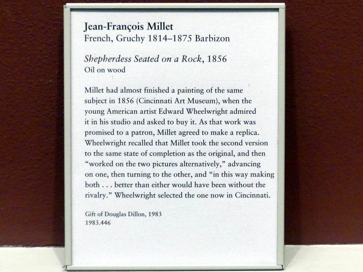 Jean-François Millet (1844–1874), Hirtin auf einem Felsen sitzend, New York, Metropolitan Museum of Art (Met), Saal 802, 1856, Bild 2/2