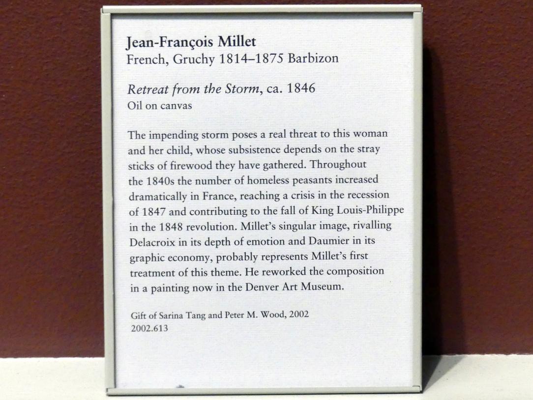 Jean-François Millet (1844–1874), Rückzug vom Sturm, New York, Metropolitan Museum of Art (Met), Saal 802, um 1846, Bild 2/2