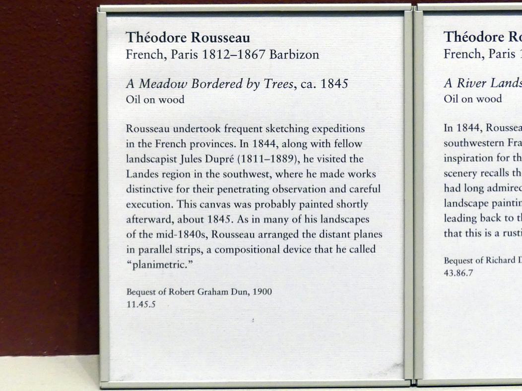 Théodore Rousseau (1827–1862), Von Bäumen gesäumte Wiese, New York, Metropolitan Museum of Art (Met), Saal 802, um 1845, Bild 2/2