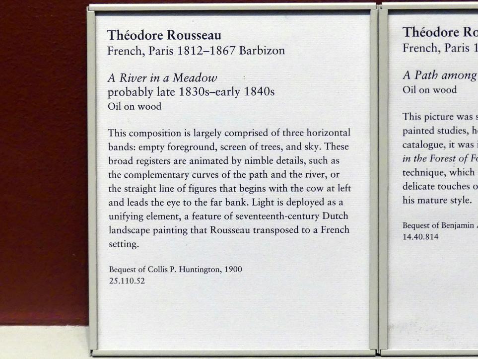 Théodore Rousseau (1827–1862), Fluss an einer Wiese, New York, Metropolitan Museum of Art (Met), Saal 802, um 1838–1842, Bild 2/2