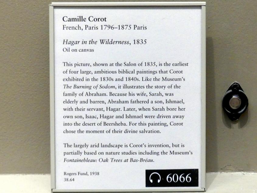 Jean-Baptiste Camille Corot (1823–1874), Hagar und Ismael in der Wüste, New York, Metropolitan Museum of Art (Met), Saal 803, 1835, Bild 2/2