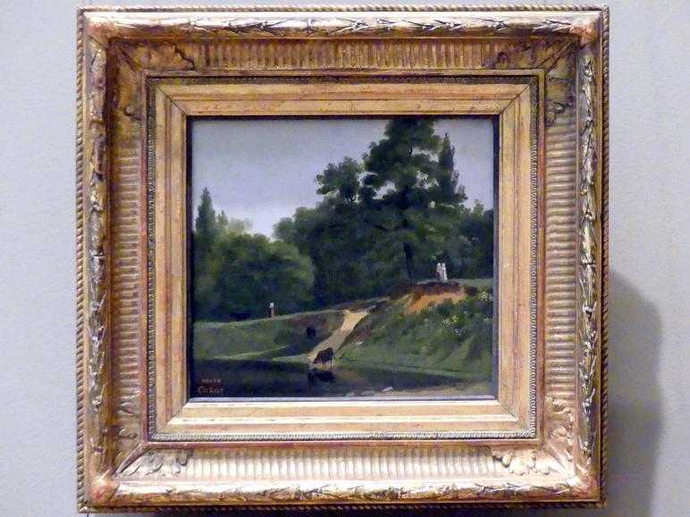 Jean-Baptiste Camille Corot (1823–1874), Flussauen beim Landgut des Künstlers in Ville d'Avray, New York, Metropolitan Museum of Art (Met), Saal 803, um 1823, Bild 1/2