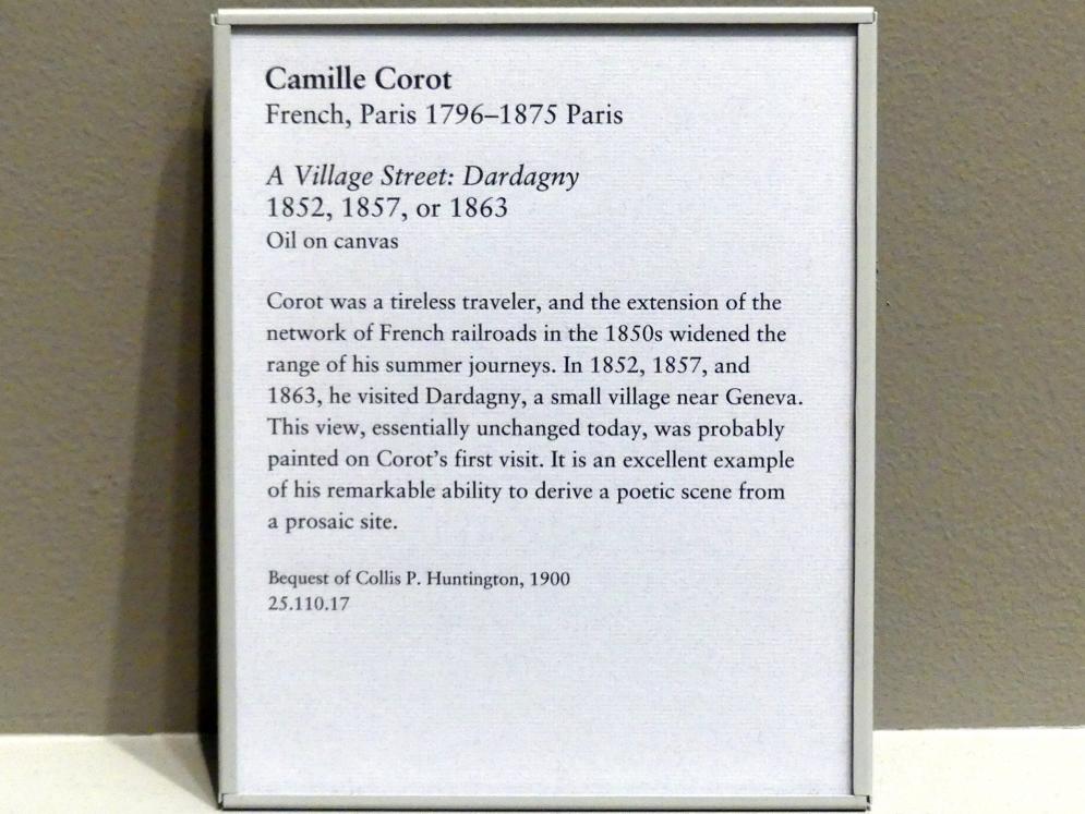 Jean-Baptiste Camille Corot (1823–1874), Dorfstraße in Dardagny, New York, Metropolitan Museum of Art (Met), Saal 803, um 1852–1863, Bild 2/2