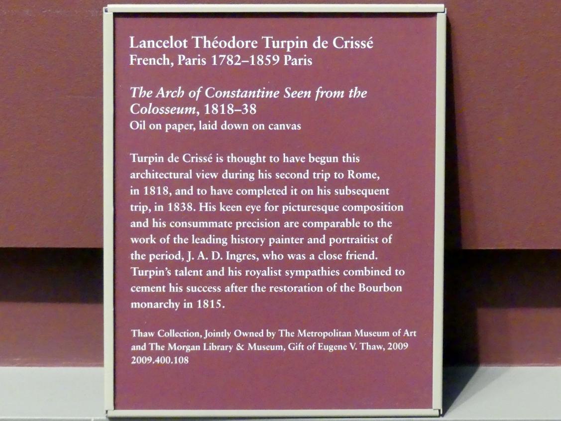 Lancelot-Théodore Turpin de Crissé (1828–1829), Blick vom Kolosseum auf den Konstantinsbogen in Rom, New York, Metropolitan Museum of Art (Met), Saal 805, 1818–1838, Bild 2/2
