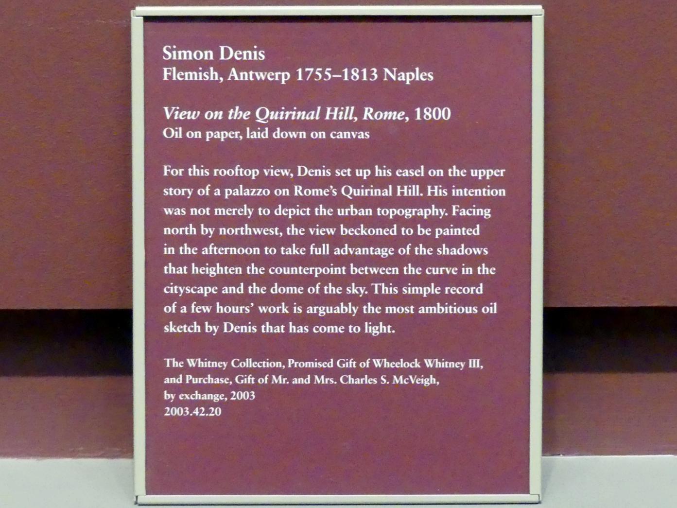 Simon Denis (1787–1800), Blick auf den Quirinal, Rom, New York, Metropolitan Museum of Art (Met), Saal 805, 1800, Bild 2/2