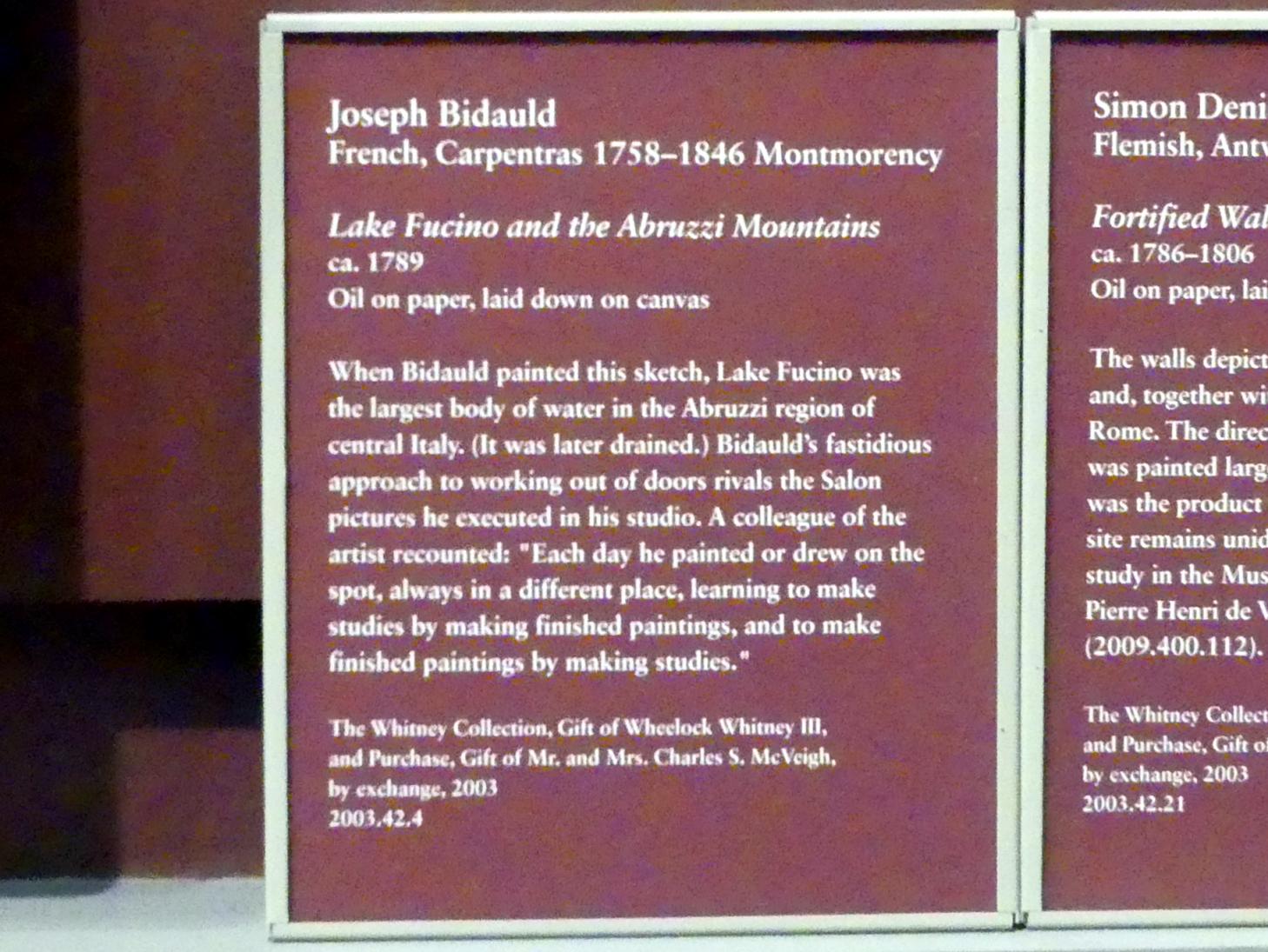 Jean-Joseph-Xavier Bidauld (1788–1818), Fuciner See in den Abruzzen, New York, Metropolitan Museum of Art (Met), Saal 805, um 1789, Bild 2/2