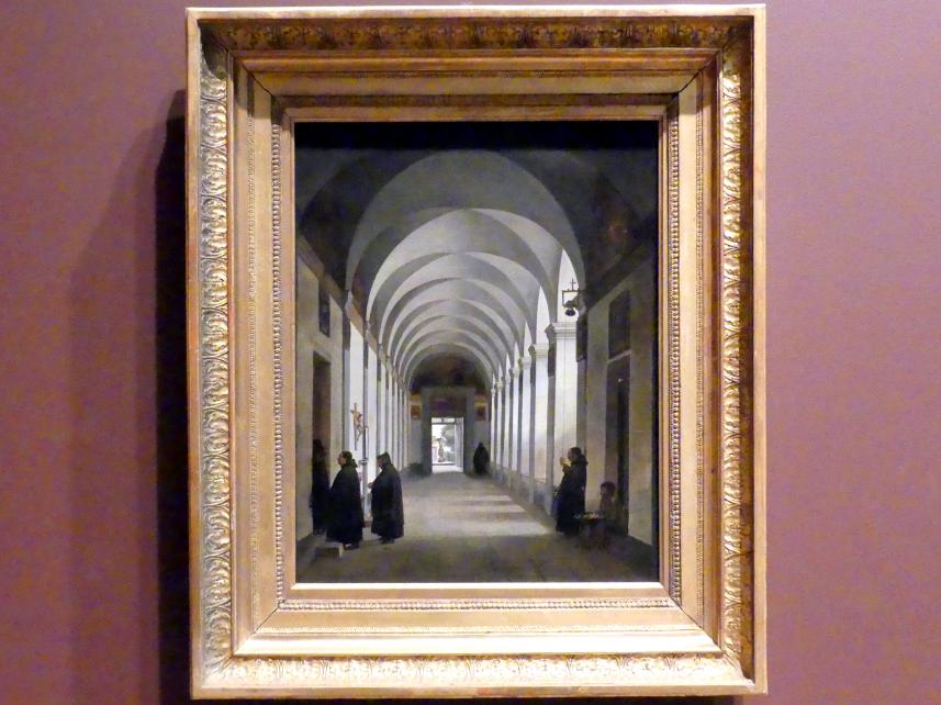 François-Marius Granet (1804–1830), Mönche im Kreuzgang der Kirche Gesù e Maria, Rom, New York, Metropolitan Museum of Art (Met), Saal 806, 1808, Bild 1/2