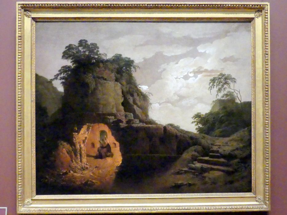 Joseph Wright of Derby (1765–1790), Vergils Grab bei Mondschein mit Silius Italicus Deklamationen, New York, Metropolitan Museum of Art (Met), Saal 806, 1779