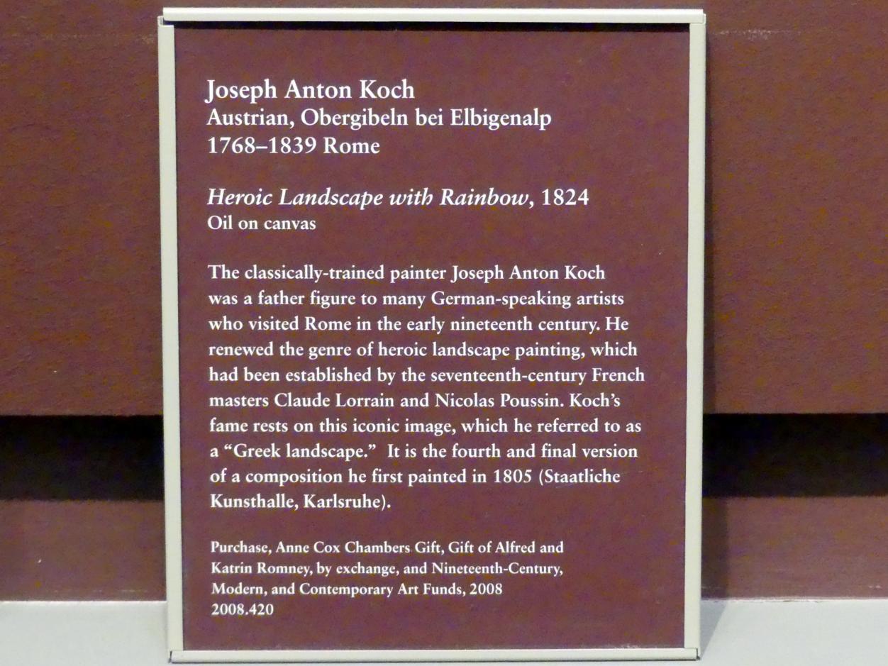 Joseph Anton Koch (1796–1835), Heroische Landschaft mit Regenbogen, New York, Metropolitan Museum of Art (Met), Saal 806, 1824, Bild 2/2