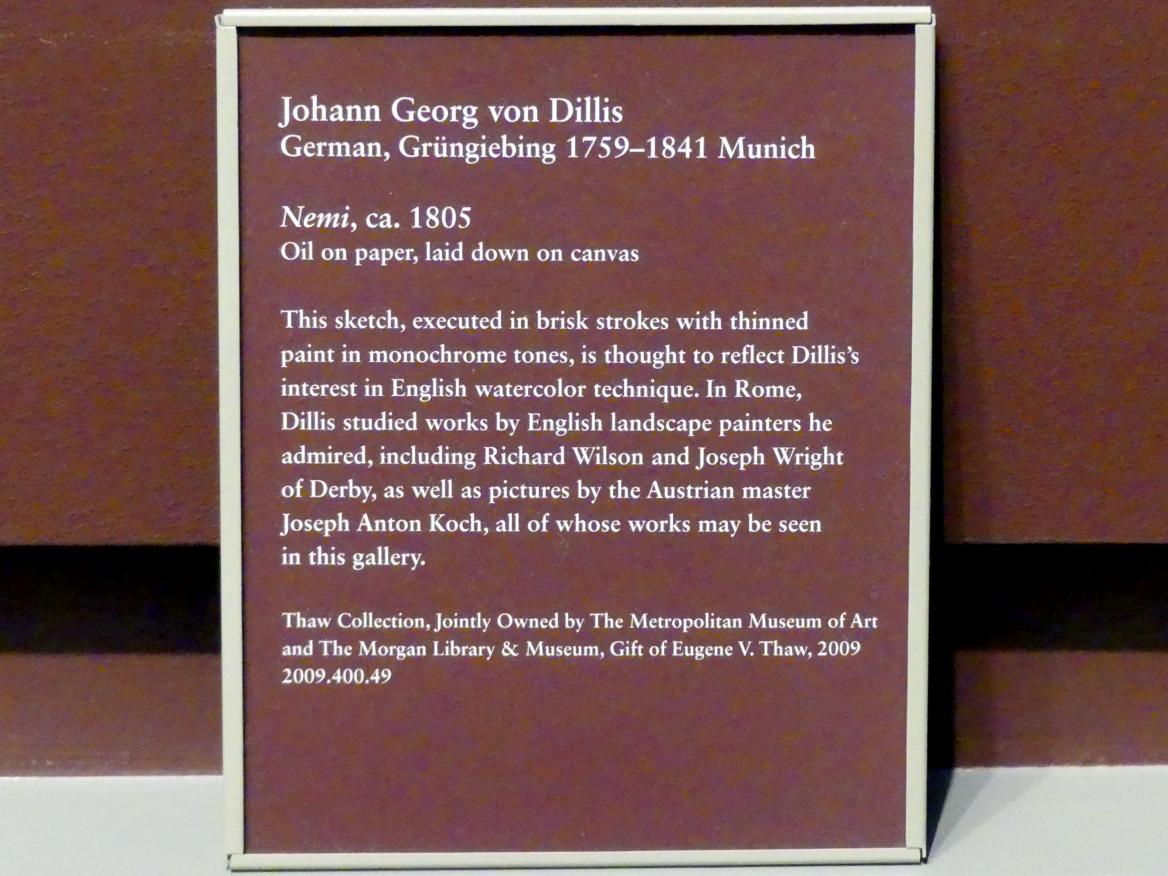 Johann Georg von Dillis (1796–1831), Nemi, New York, Metropolitan Museum of Art (Met), Saal 806, um 1805, Bild 2/2