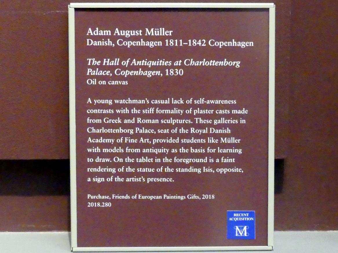 Adam August Müller (1830), Die Antiquitätenhalle im Schloss Charlottenborg, Kopenhagen, New York, Metropolitan Museum of Art (Met), Saal 807, 1830, Bild 2/2