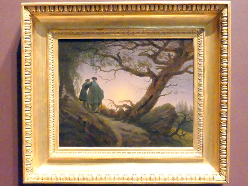 Caspar David Friedrich (1798–1836), Zwei Männer in Betrachtung des Mondes, New York, Metropolitan Museum of Art (Met), Saal 807, um 1825–1830
