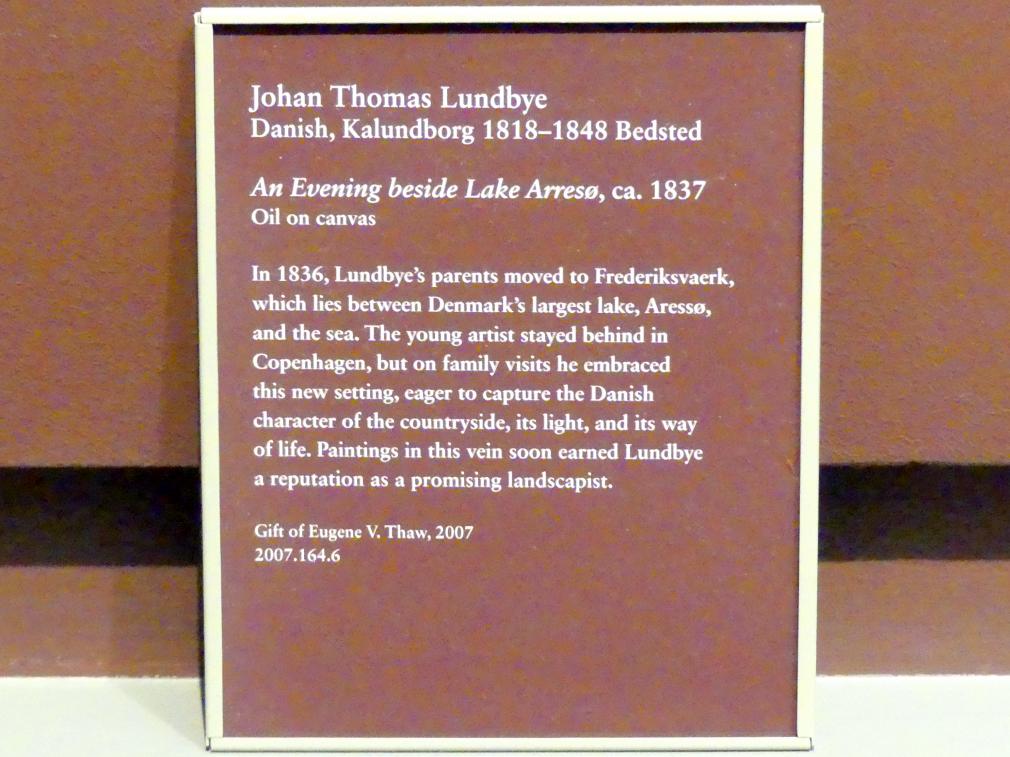 Johan Thomas Lundbye (1837–1839), Eines Abends am See Arresø, New York, Metropolitan Museum of Art (Met), Saal 807, um 1837, Bild 2/2