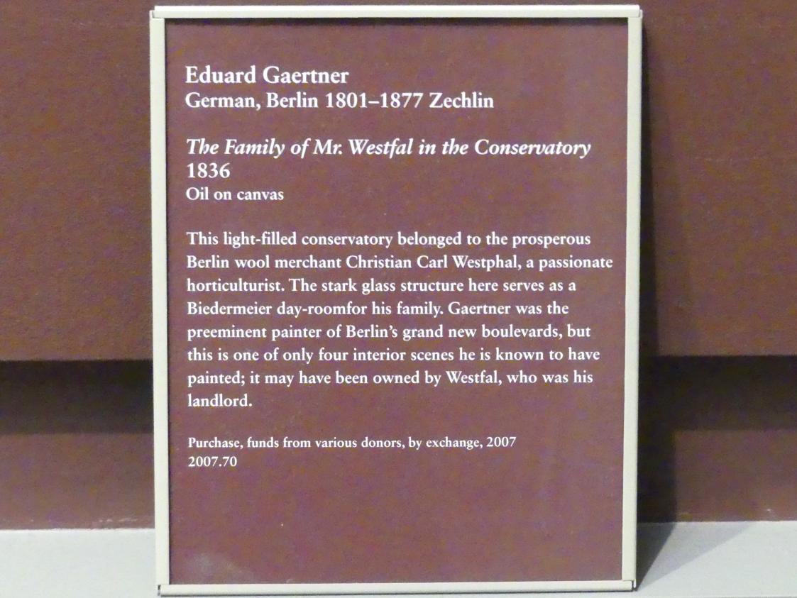 Eduard Gaertner (1827–1868), Die Familie von Herrn Westfal im Konservatorium, New York, Metropolitan Museum of Art (Met), Saal 807, 1836, Bild 2/2