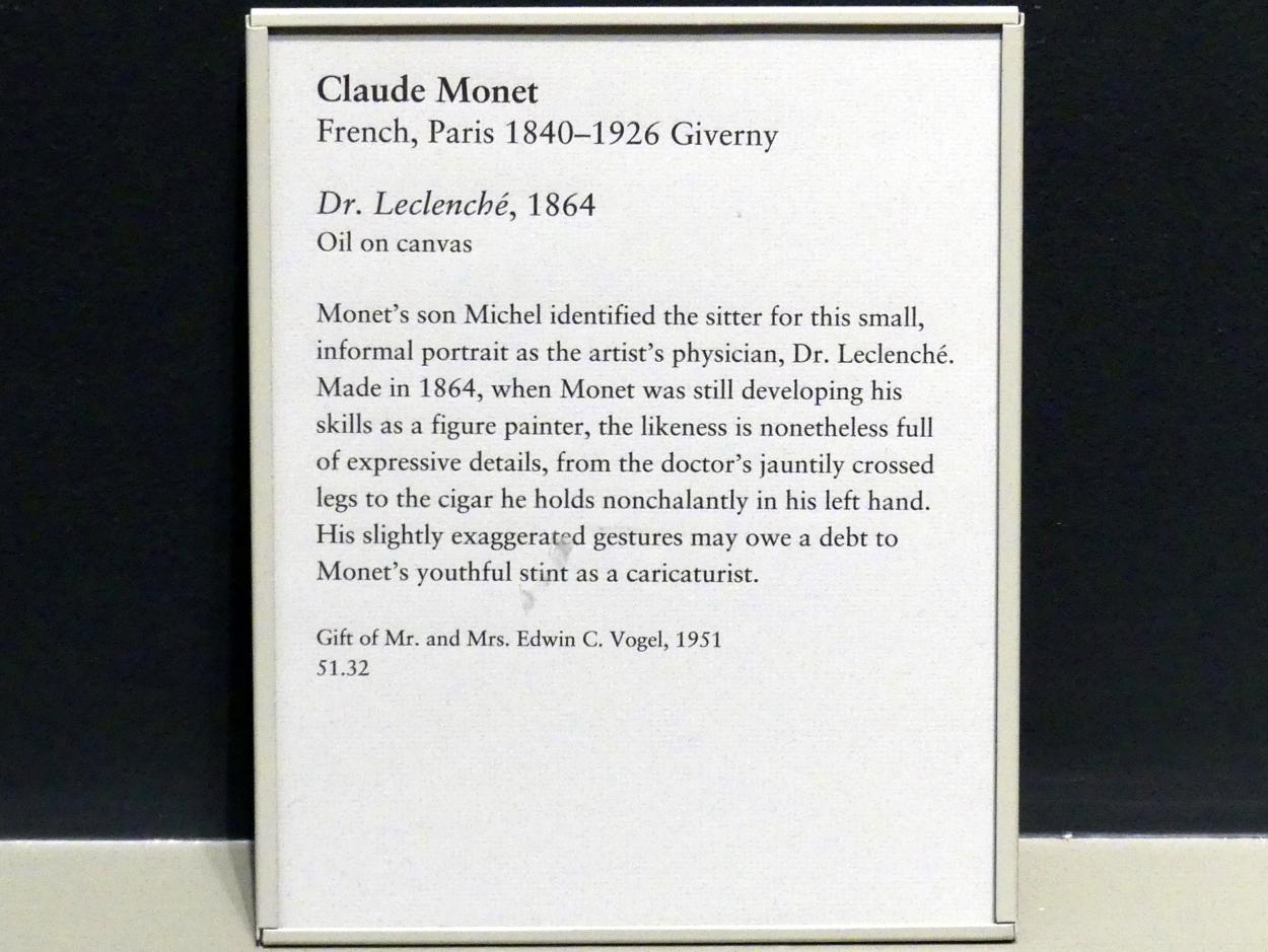 Claude Monet (1864–1925), Dr. Leclenché, New York, Metropolitan Museum of Art (Met), Saal 809, 1864, Bild 2/2