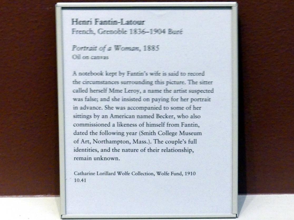 Henri Fantin-Latour (1858–1888), Bildnis einer Frau, New York, Metropolitan Museum of Art (Met), Saal 810, 1885, Bild 2/2