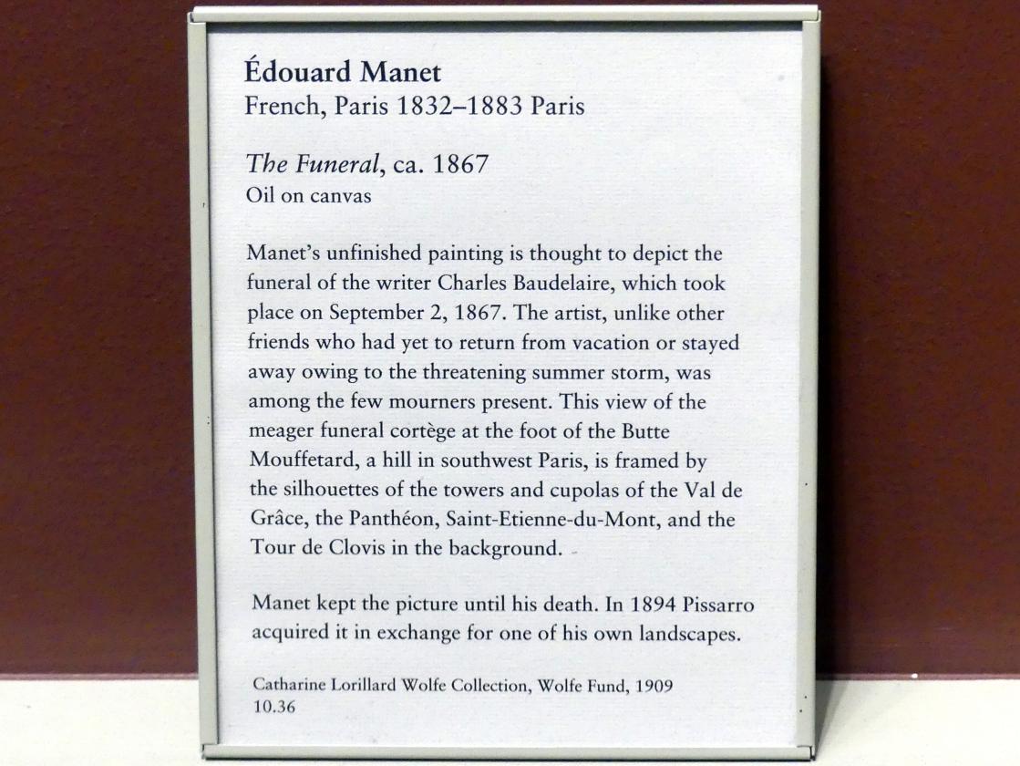 Édouard Manet (1855–1882), Begräbnis, New York, Metropolitan Museum of Art (Met), Saal 810, um 1867, Bild 2/2