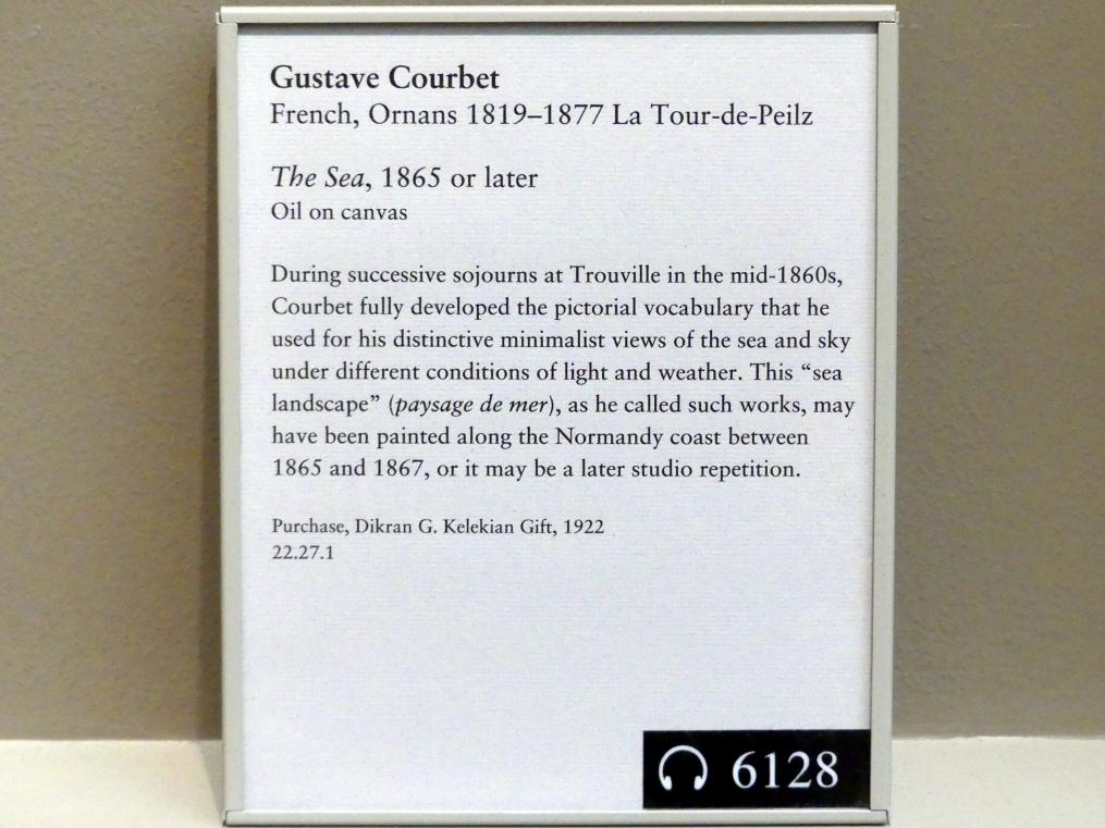 Gustave Courbet (1849–1874), Das Meer, New York, Metropolitan Museum of Art (Met), Saal 812, nach 1865, Bild 2/2