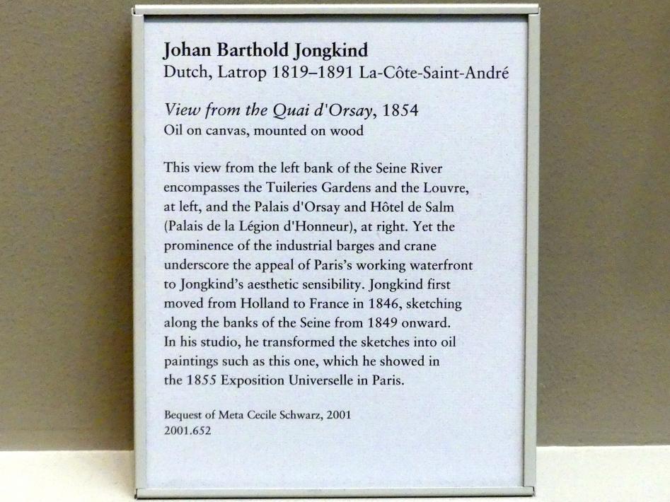 Johan Barthold Jongkind (1854–1877), Blick vom Quai d'Orsay, New York, Metropolitan Museum of Art (Met), Saal 812, 1854, Bild 2/2