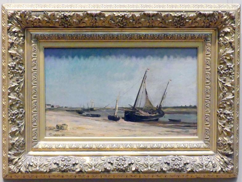 Charles-François Daubigny (1847–1876), Boote an der Küste von Étaples, New York, Metropolitan Museum of Art (Met), Saal 812, 1871, Bild 1/2