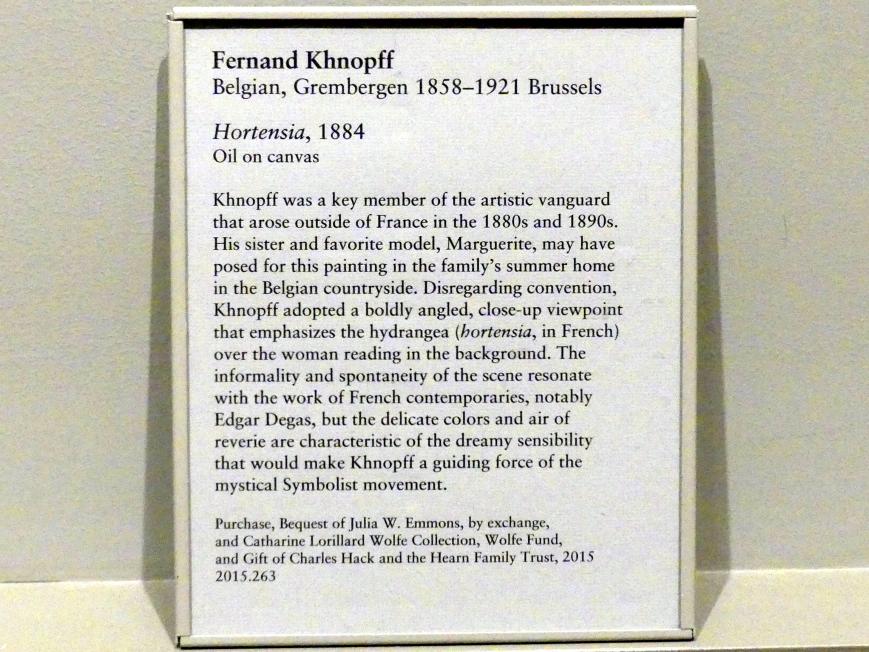 Fernand Khnopff (1884–1902), Hortensie, New York, Metropolitan Museum of Art (Met), Saal 813, 1884, Bild 2/2