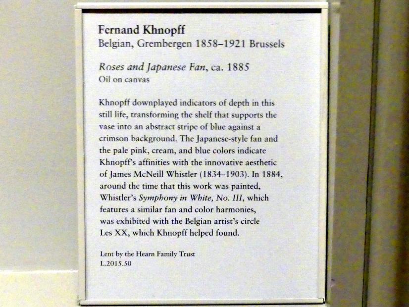 Fernand Khnopff (1884–1902), Rosen und japanischer Fächer, New York, Metropolitan Museum of Art (Met), Saal 813, um 1885, Bild 2/2