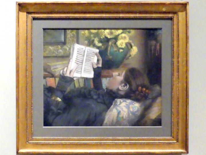 Albert Bartholomé (1883), Die Frau des Künstlers (Périe, 1849–1887) beim Lesen, New York, Metropolitan Museum of Art (Met), Saal 813, 1883, Bild 1/2