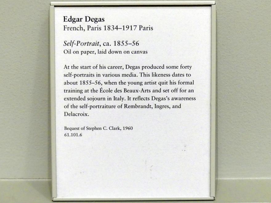 Edgar Degas (1855–1909), Selbstporträt, New York, Metropolitan Museum of Art (Met), Saal 815, um 1855–1856, Bild 2/2