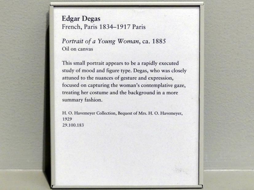 Edgar Degas (1855–1909), Porträt einer jungen Frau, New York, Metropolitan Museum of Art (Met), Saal 815, um 1885, Bild 2/2